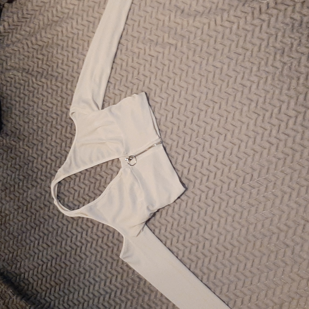Halter White Zip Up Crop